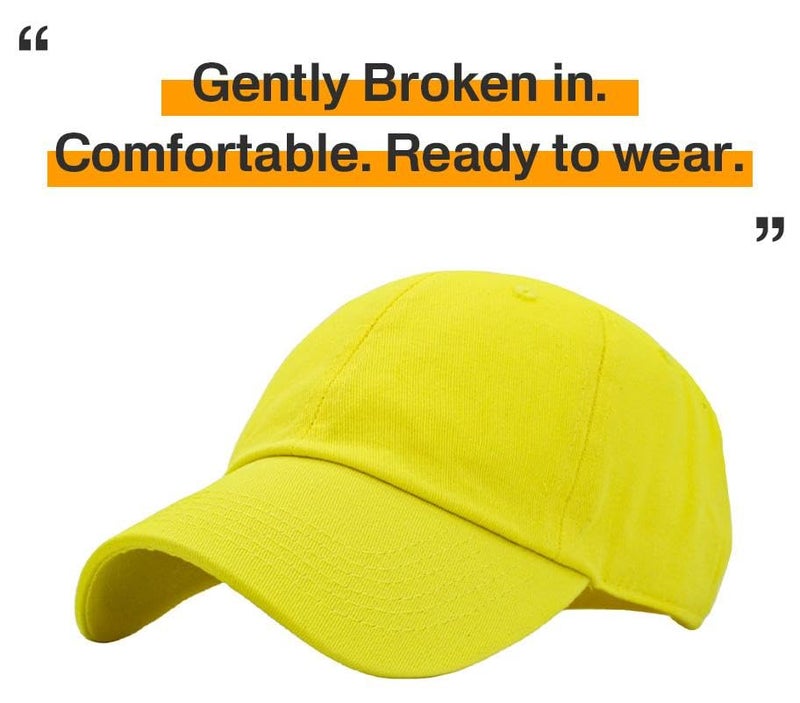 KBETHOS KB-Low Classic Cotton Dad Hat Adjustable Unconstructed Plain Cap - Yellow, One Size - Image 4